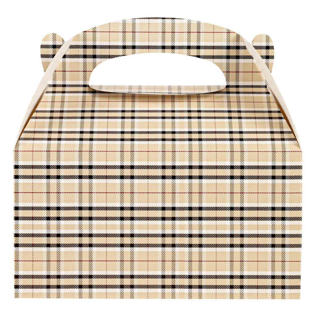 Bio Tek Plaid Paper Gable Box / Take Out Container - Compostable - 9 1/2" x 5" x 5" - 25 count box