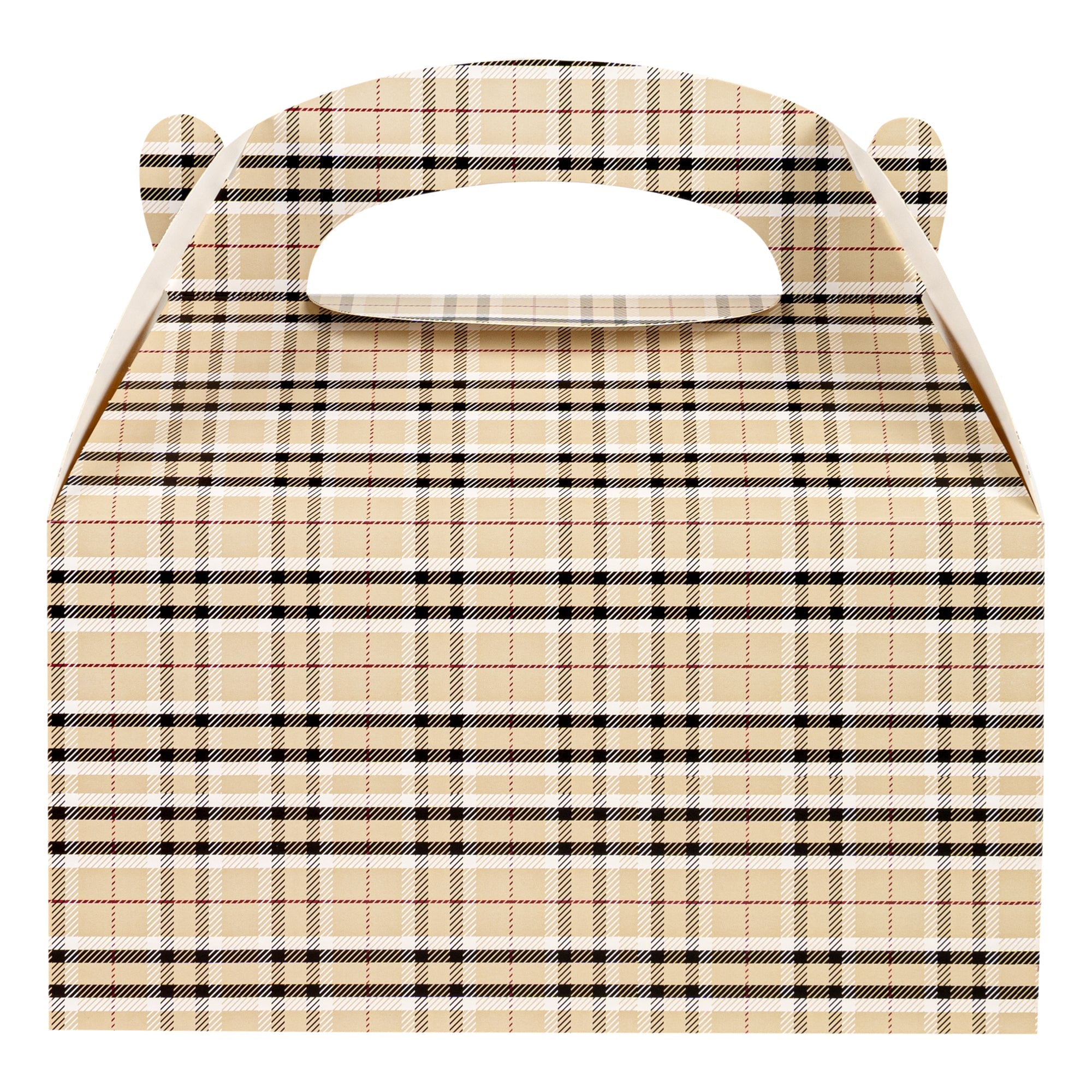 Bio Tek Plaid Paper Gable Box / Take Out Container - Compostable - 9 1/2" x 5" x 5" - 100 count box