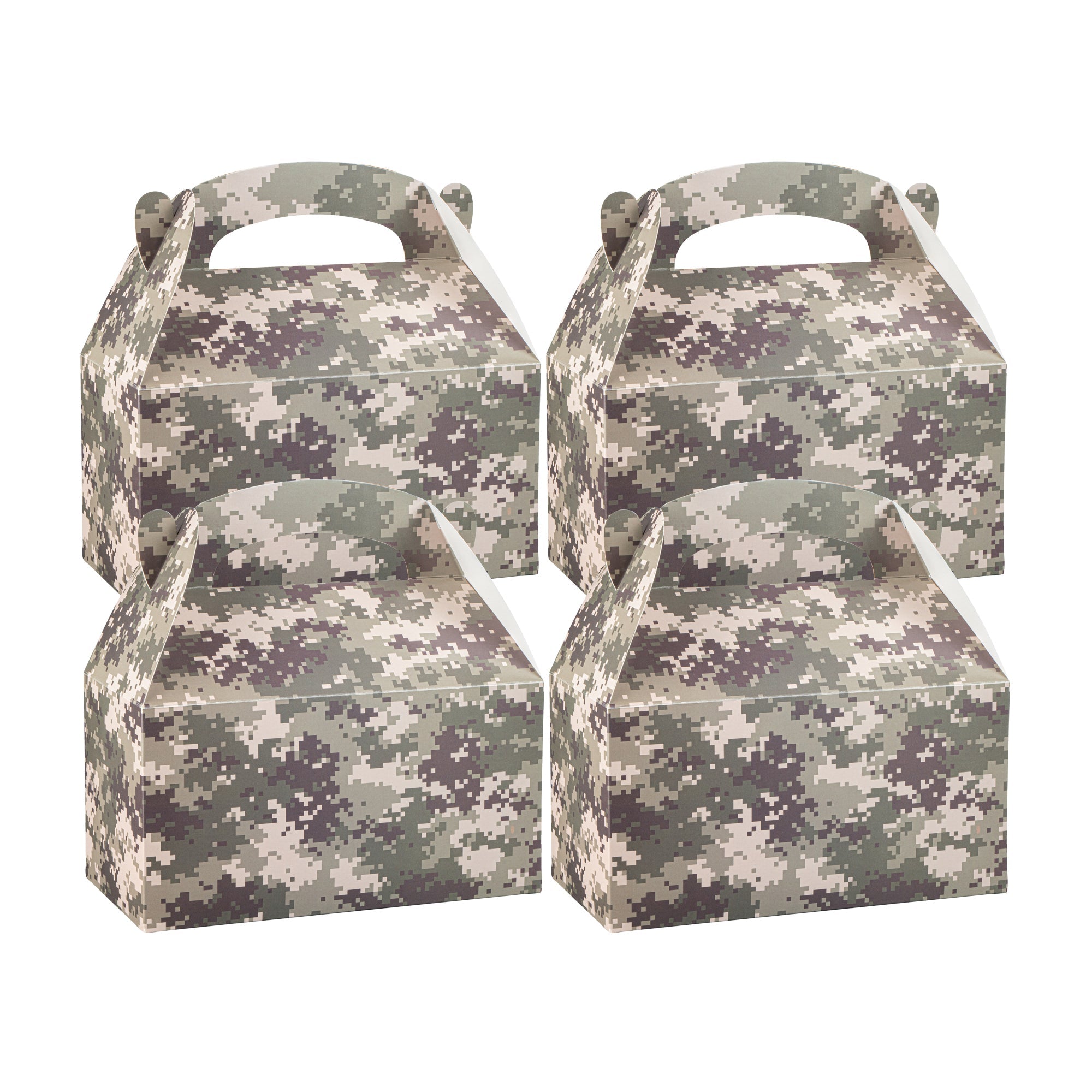 Bio Tek Camouflage Paper Gable Box / Take Out Container - Commercially composatble - 9 1/2" x 5" x 5" - 100 count box