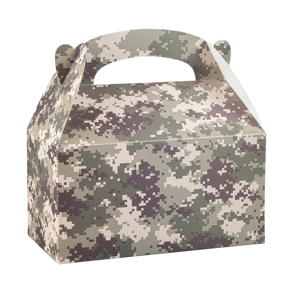 Bio Tek Camouflage Paper Gable Box / Take Out Container - Compostable - 9 1/2" x 5" x 5" - 25 count box