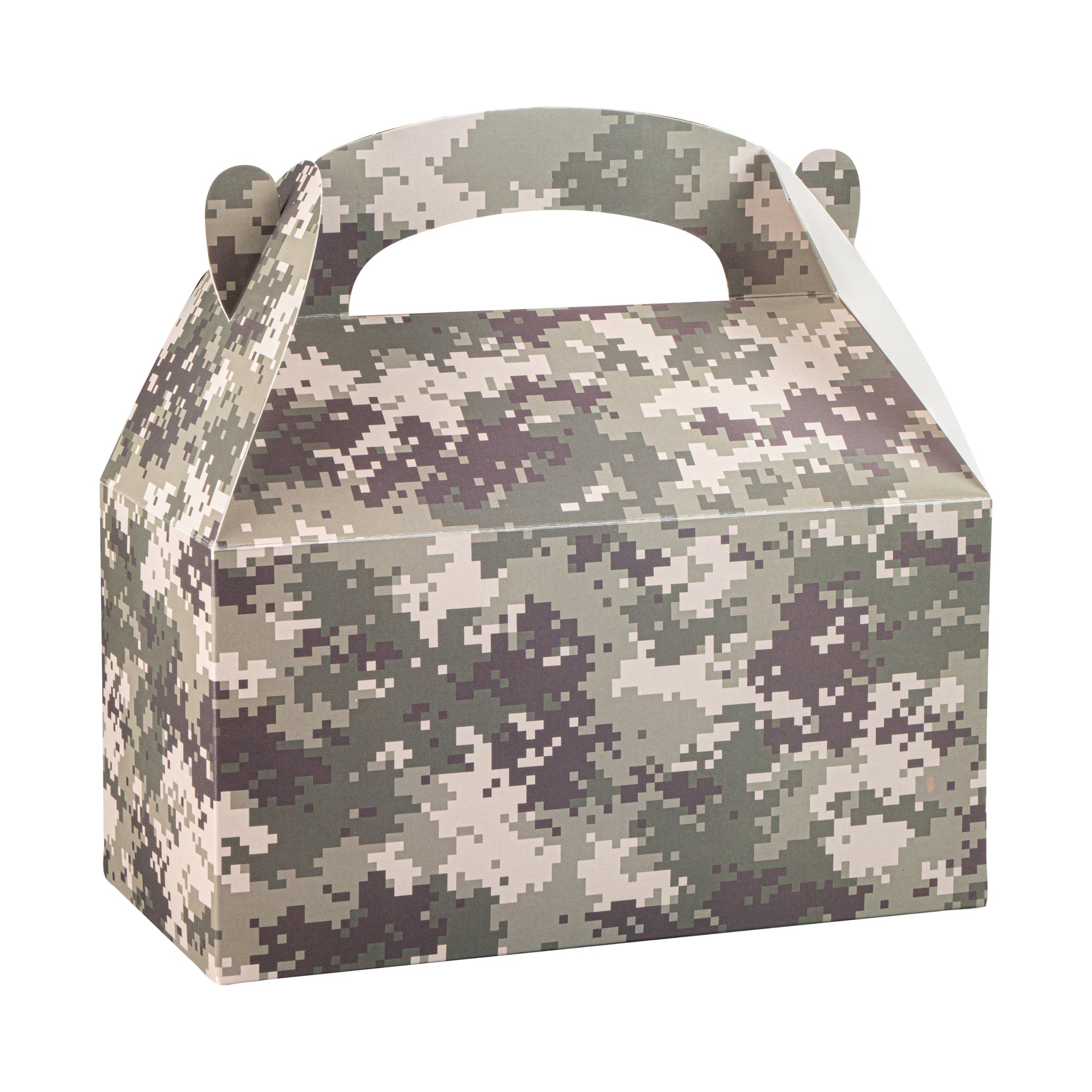 Bio Tek Camouflage Paper Gable Box / Take Out Container - Compostable - 9 1/2" x 5" x 5" - 25 count box