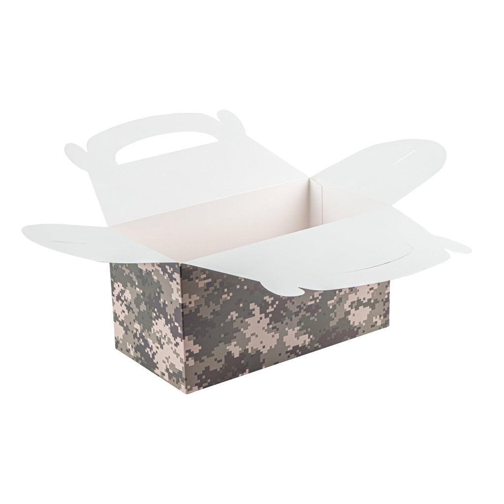 Bio Tek Camouflage Paper Gable Box / Take Out Container - Compostable - 9 1/2" x 5" x 5" - 25 count box