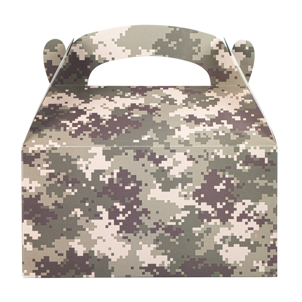 Bio Tek Camouflage Paper Gable Box / Take Out Container - Commercially composatble - 9 1/2" x 5" x 5" - 100 count box