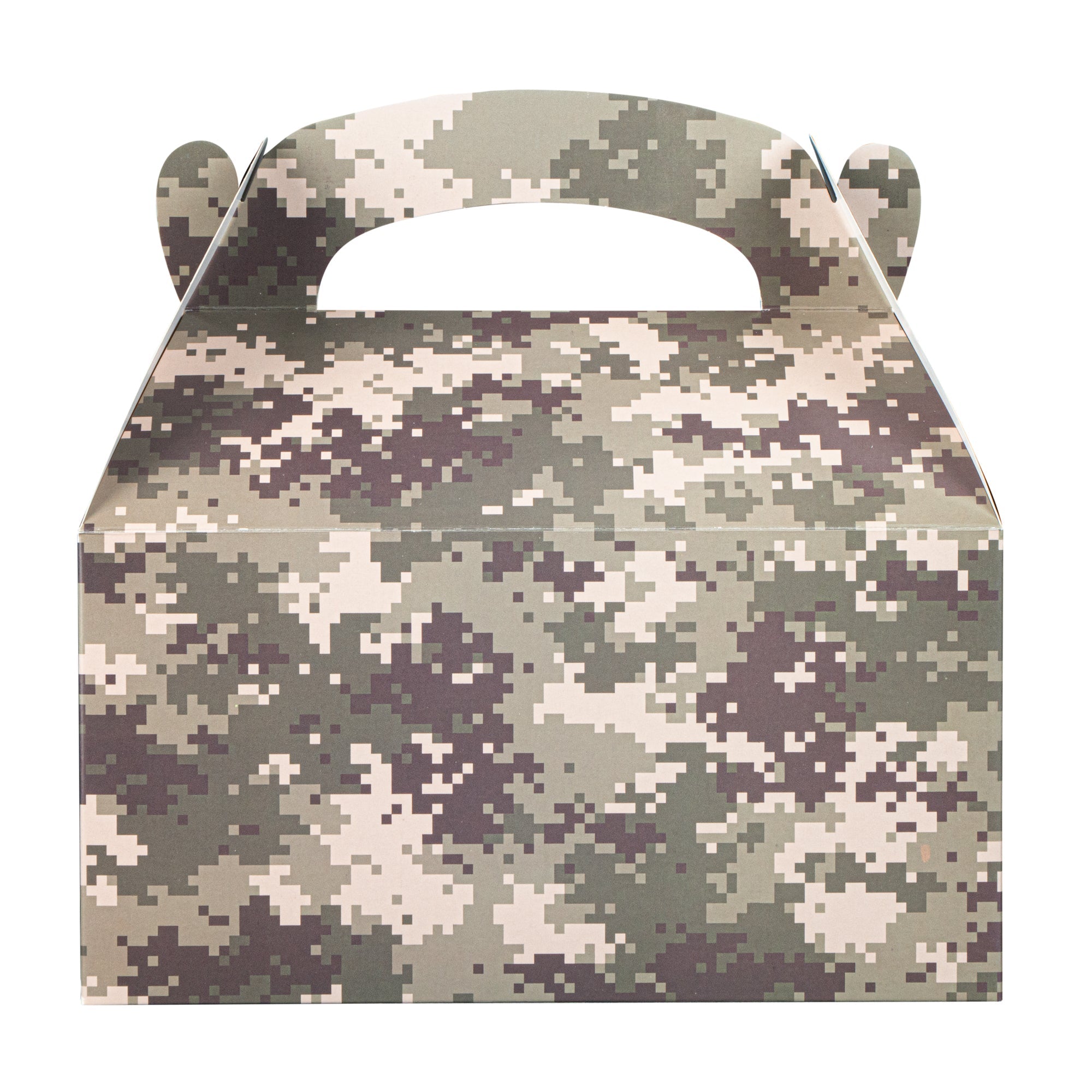 Bio Tek Camouflage Paper Gable Box / Take Out Container - Commercially composatble - 9 1/2" x 5" x 5" - 100 count box