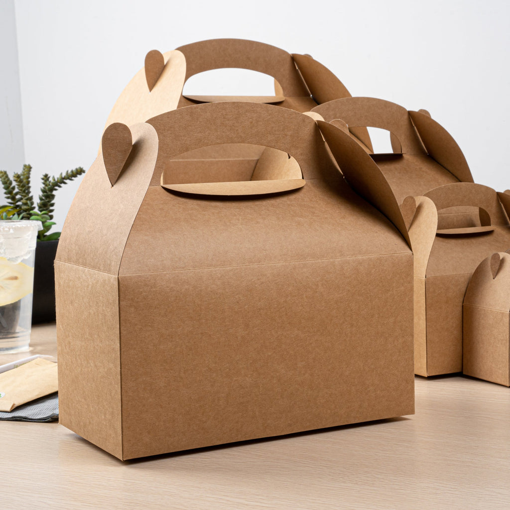 Bio Tek Kraft Paper Gable Box / Take Out Container - Greaseproof - 9 1/2" x 5" x 5" - 25 count box