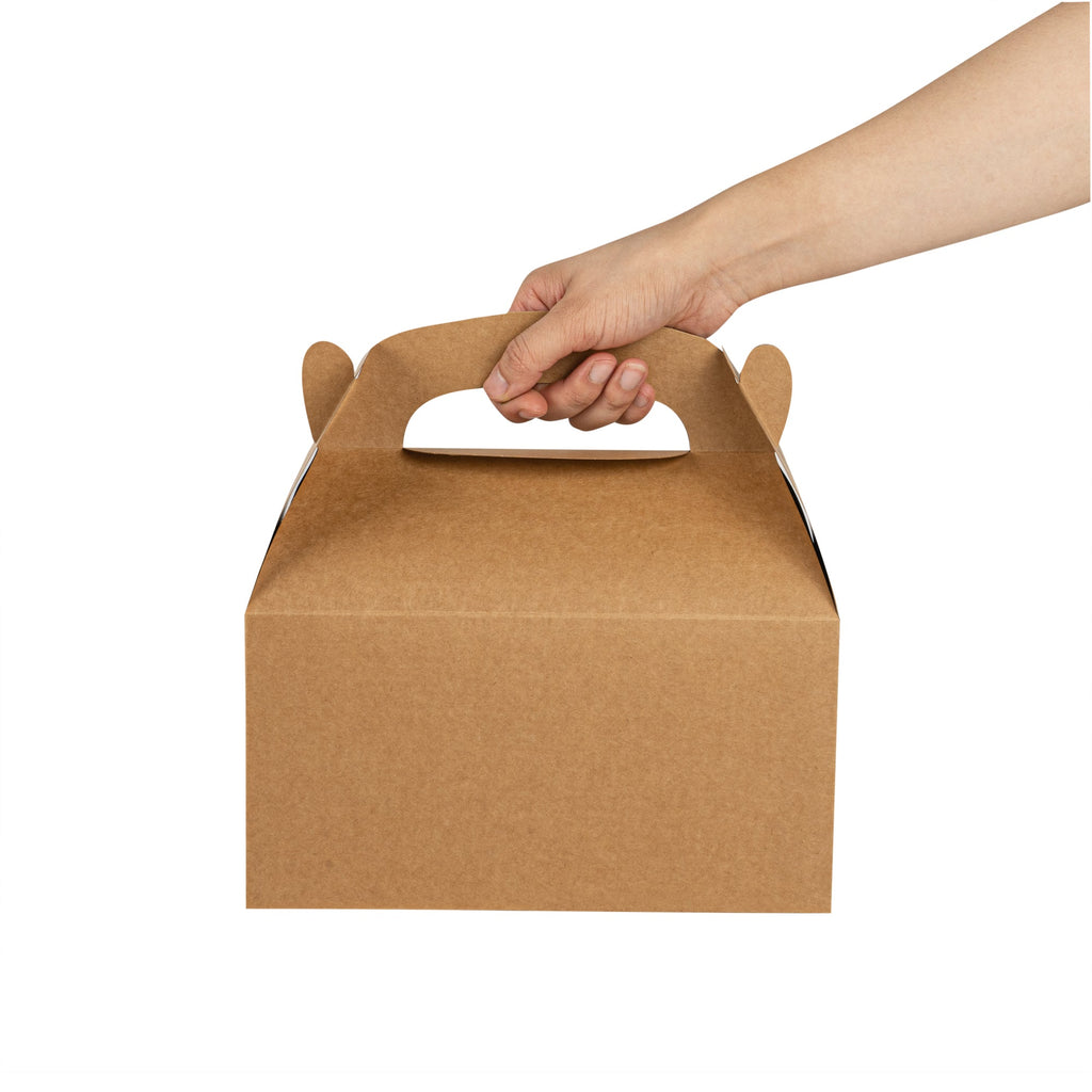 Bio Tek Kraft Paper Gable Box / Take Out Container - Greaseproof - 9 1/2" x 5" x 5" - 25 count box