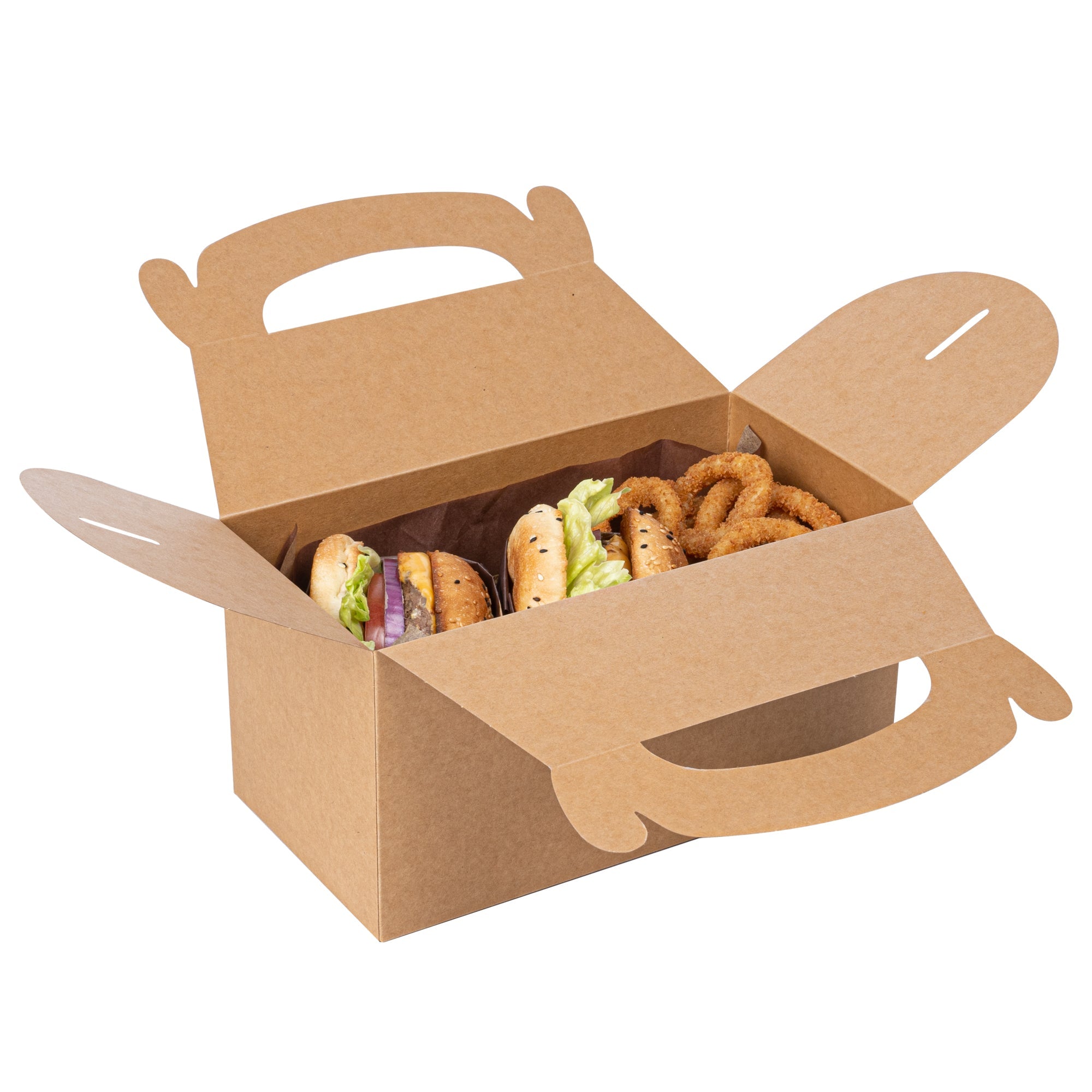 Bio Tek Kraft Paper Gable Box / Take Out Container - Greaseproof - 9 1/2" x 5" x 5" - 25 count box