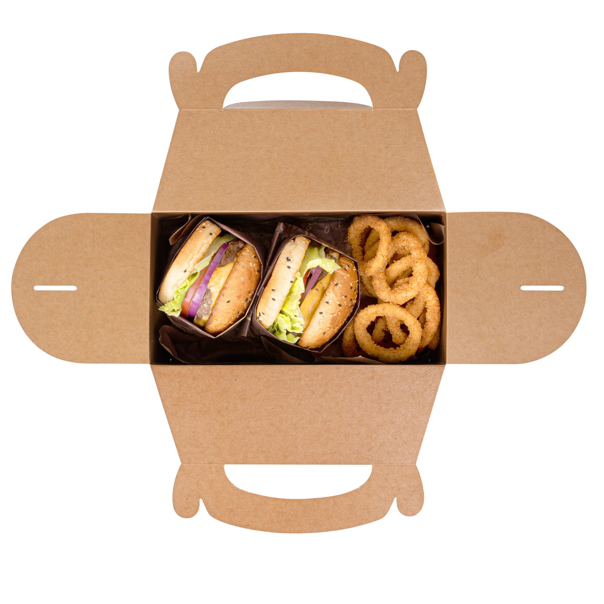 Bio Tek Kraft Paper Gable Box / Take Out Container - Greaseproof - 9 1/2" x 5" x 5" - 25 count box
