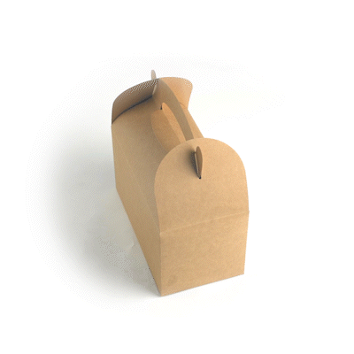 Bio Tek Kraft Paper Gable Box / Take Out Container - Greaseproof - 9 1/2" x 5" x 5" - 25 count box
