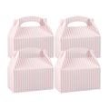 Bio Tek Pink & White Stripe Paper Gable Box / Take Out Container - Compostable - 9 1/2" x 5" x 5" - 25 count box