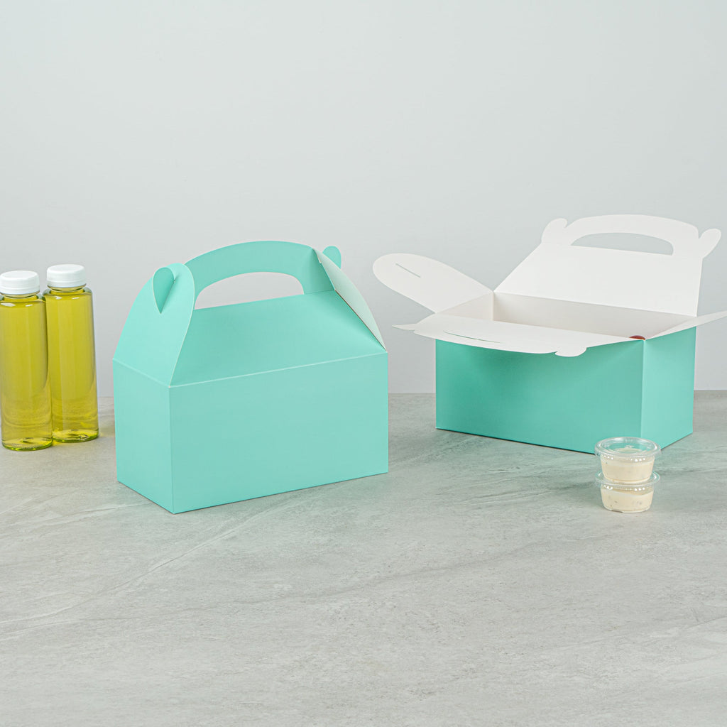 Bio Tek Turquoise Paper Gable Box / Take Out Container - Compostable - 9 1/2" x 5" x 5" - 25 count box