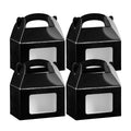 Bio Tek Black Paper Gable Box / Take Out Container - Greaseproof, with Window - 4" x 2 1/2" x 2 1/2" - 25 count box