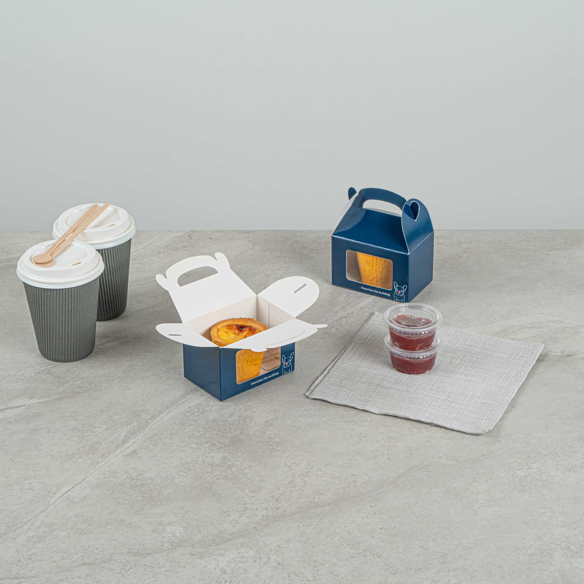 Bio Tek Frenchie Paper Gable Box / Take Out Container - with Window - 4" x 2 1/2" x 2 1/2" - 25 count box