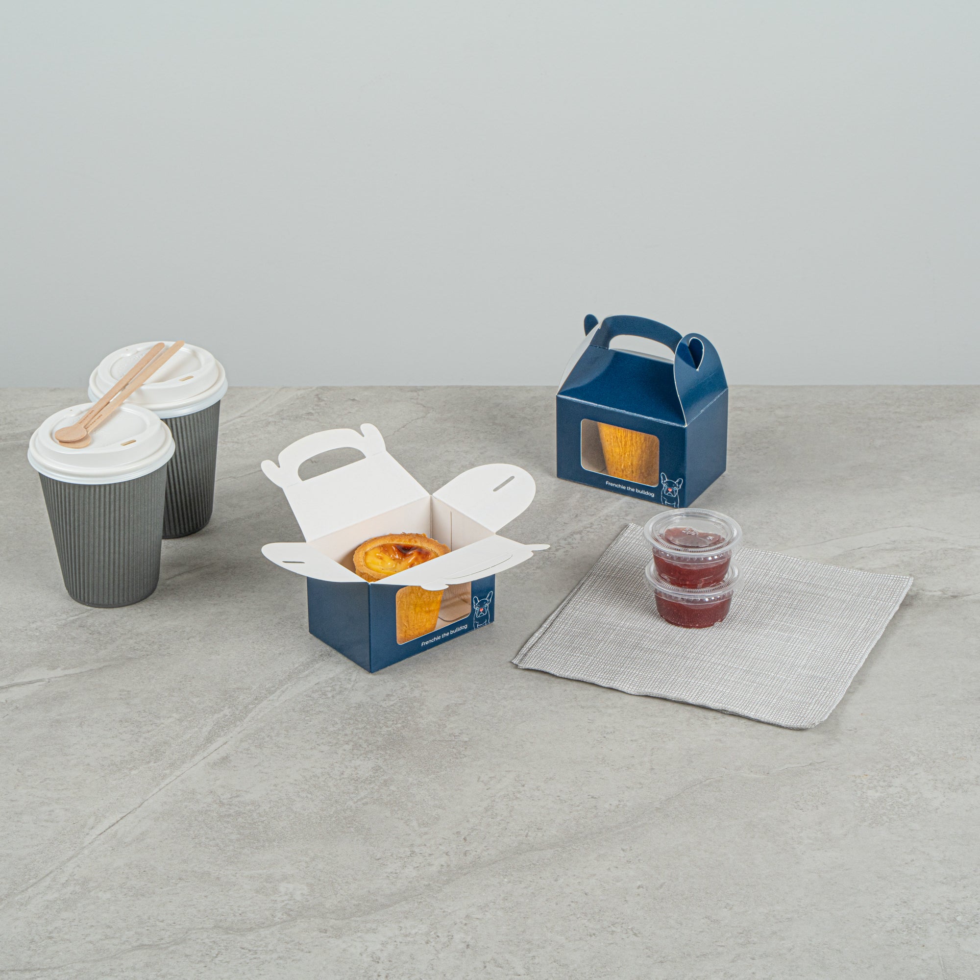 Bio Tek Frenchie Paper Gable Box / Take Out Container - with Window - 4" x 2 1/2" x 2 1/2" - 100 count box