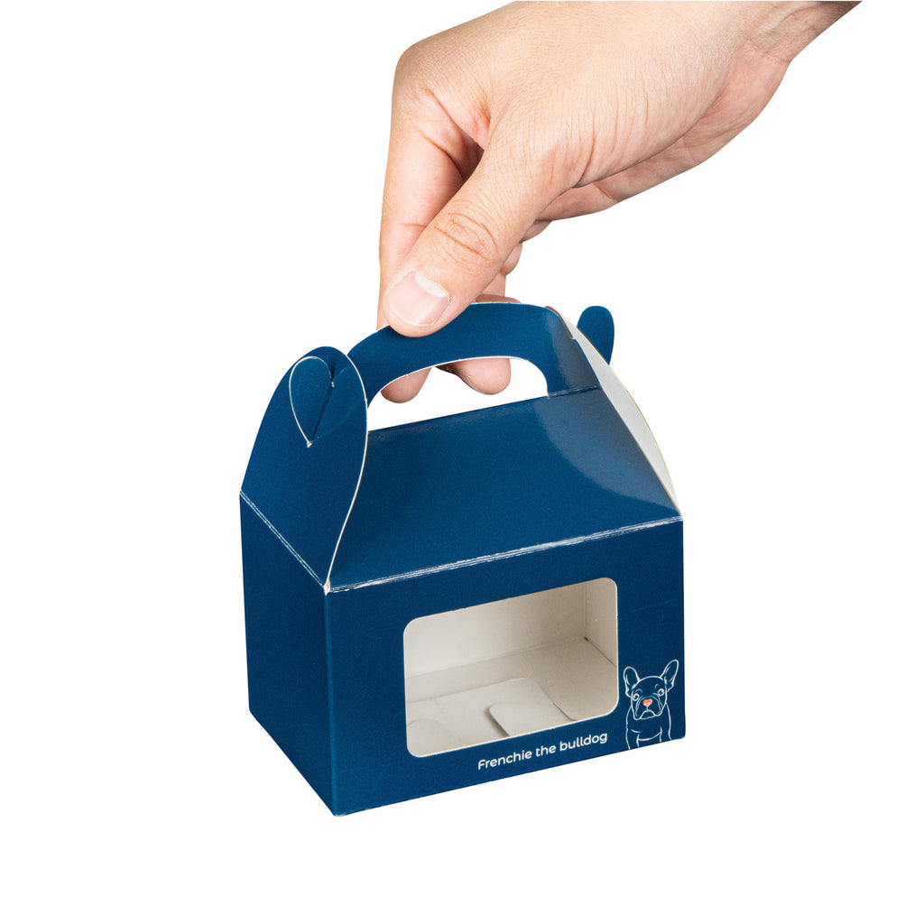 Bio Tek Frenchie Paper Gable Box / Take Out Container - with Window - 4" x 2 1/2" x 2 1/2" - 100 count box