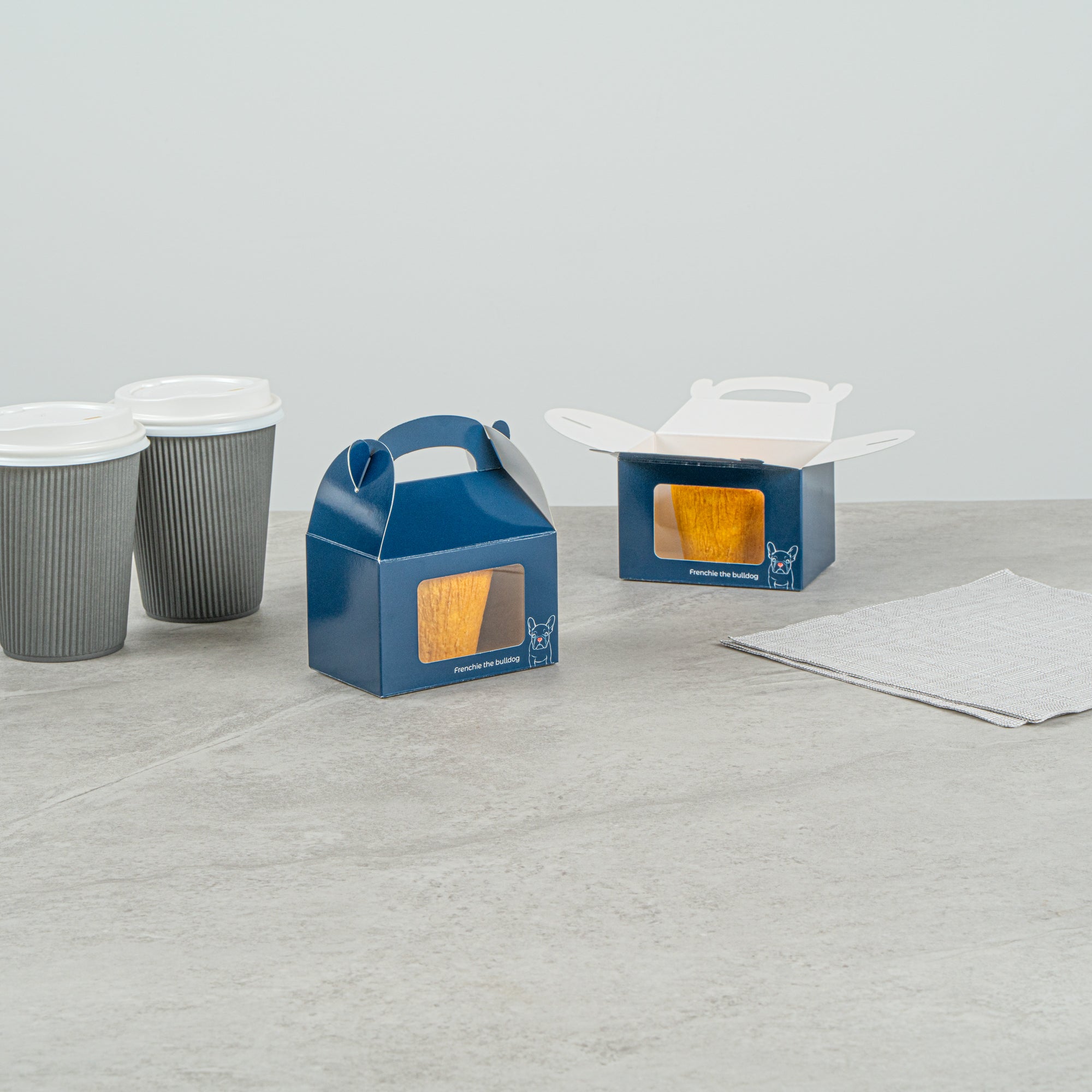 Bio Tek Frenchie Paper Gable Box / Take Out Container - with Window - 4" x 2 1/2" x 2 1/2" - 100 count box