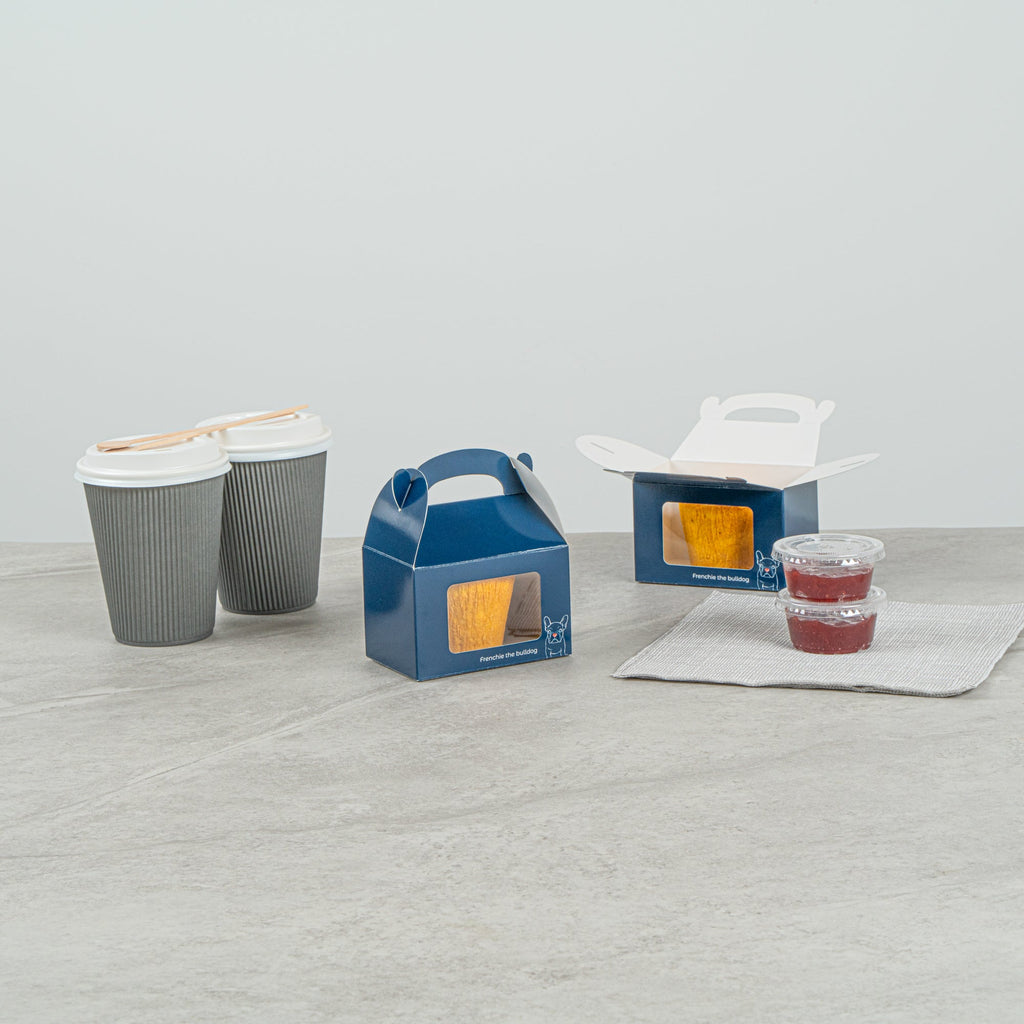 Bio Tek Frenchie Paper Gable Box / Take Out Container - with Window - 4" x 2 1/2" x 2 1/2" - 100 count box
