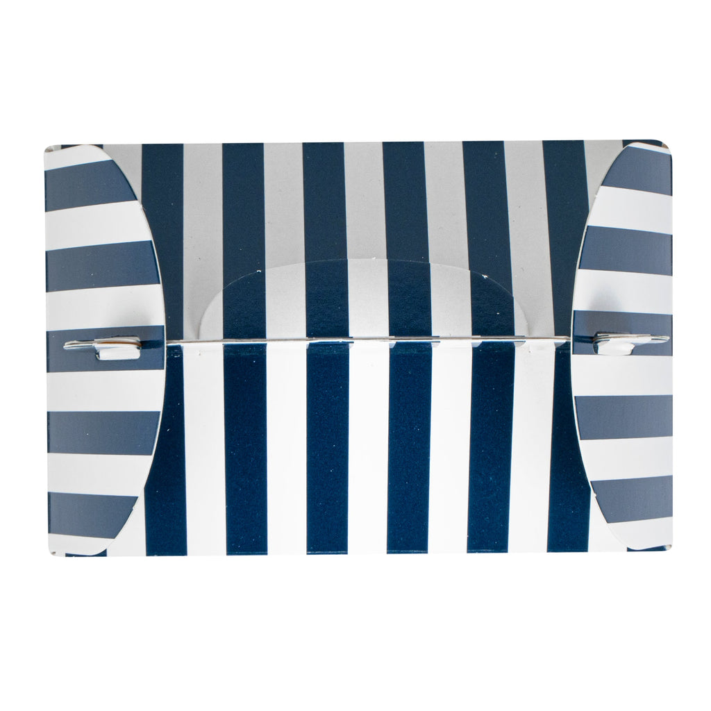 Bio Tek Blue & White Stripe Paper Gable Box / Take Out Container - with Window - 4" x 2 1/2" x 2 1/2" - 100 count box