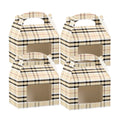 Bio Tek Plaid Paper Gable Box / Take Out Container - with Window - 4" x 2 1/2" x 2 1/2" - 100 count box