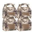 Bio Tek Camouflage Paper Gable Box / Take Out Container - with Window - 4" x 2 1/2" x 2 1/2" - 100 count box