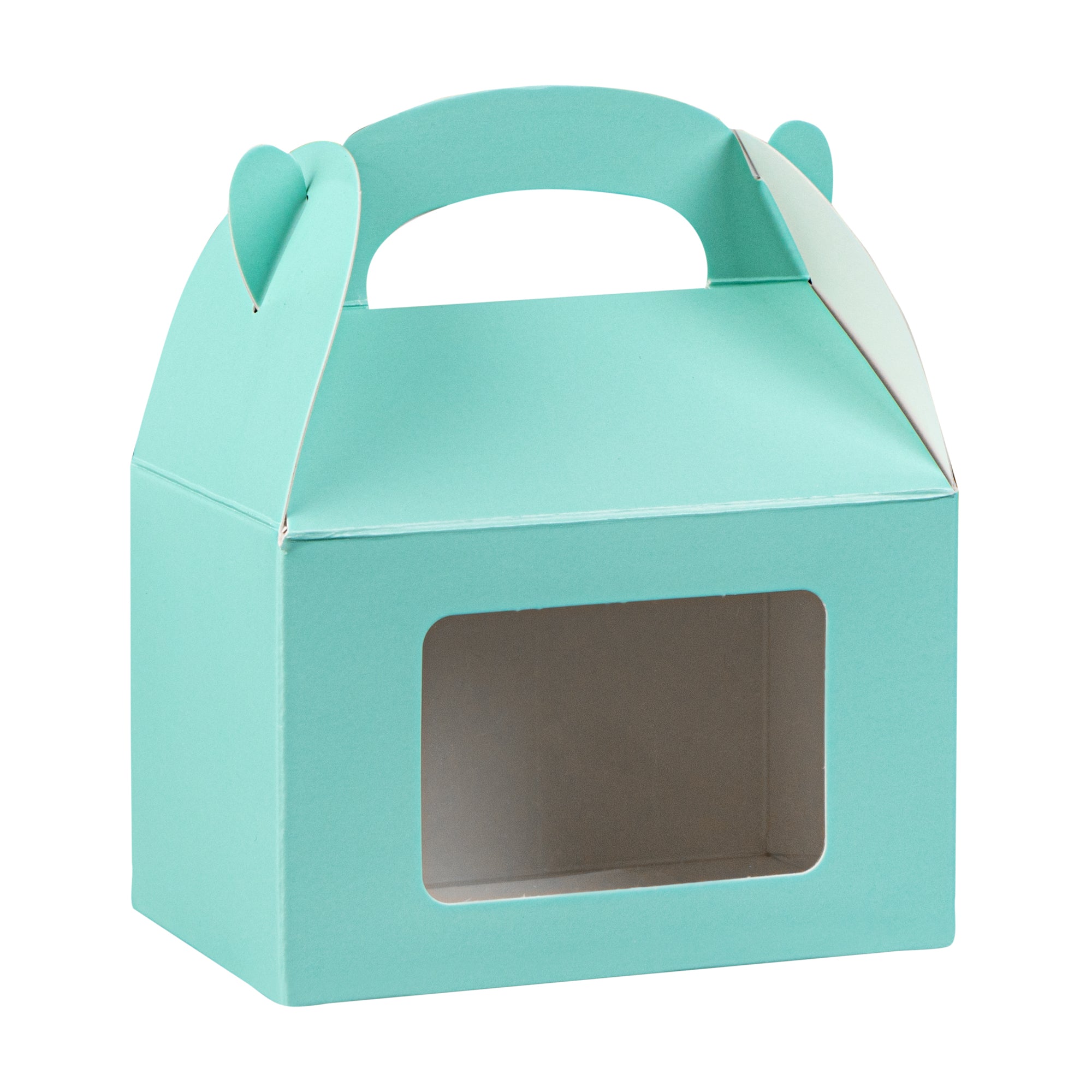 Bio Tek Turquoise Paper Gable Box / Take Out Container - with Window - 4" x 2 1/2" x 2 1/2" - 100 count box