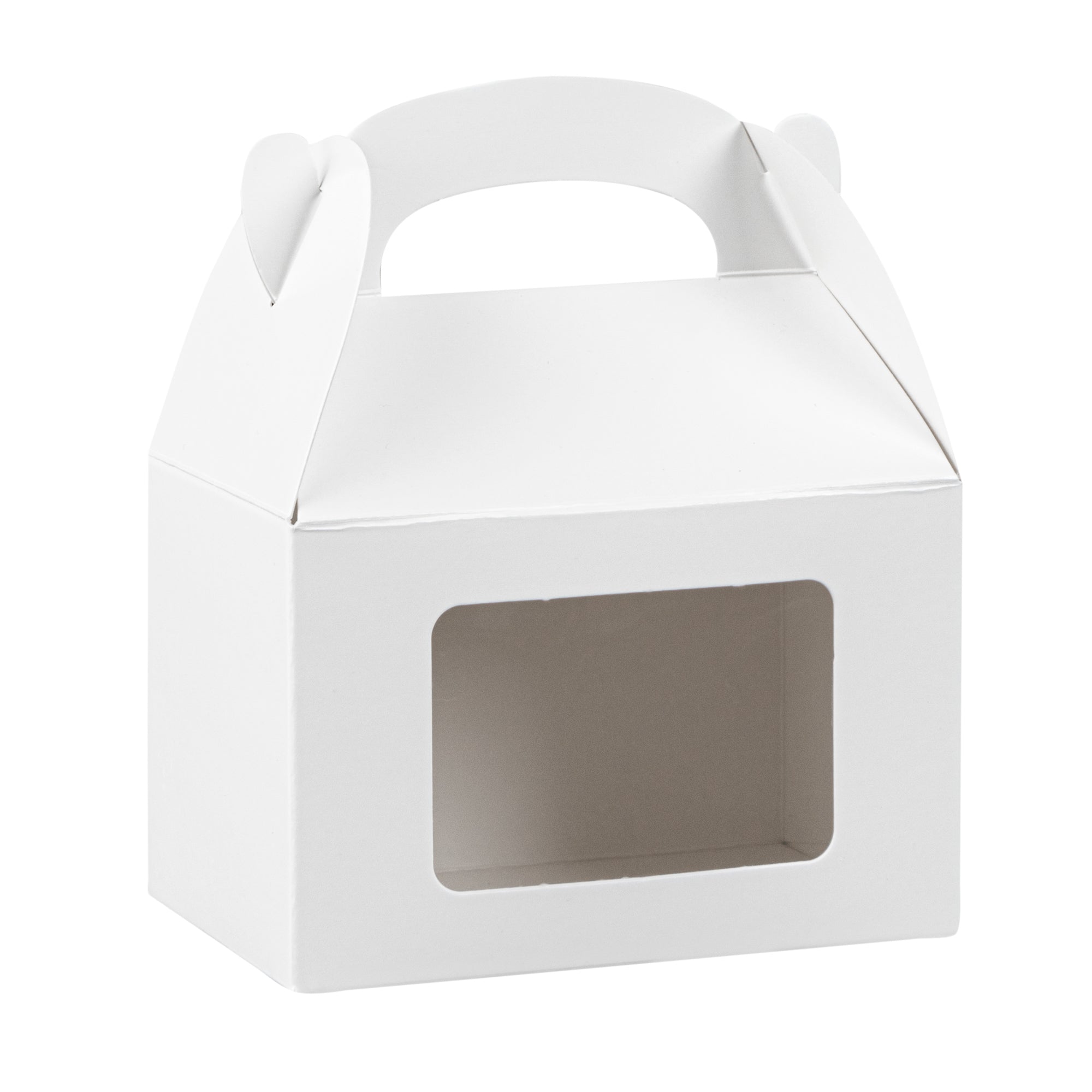 Bio Tek White Paper Gable Box / Take Out Container - Greaseproof, with Window - 4" x 2 1/2" x 2 1/2" - 100 count box