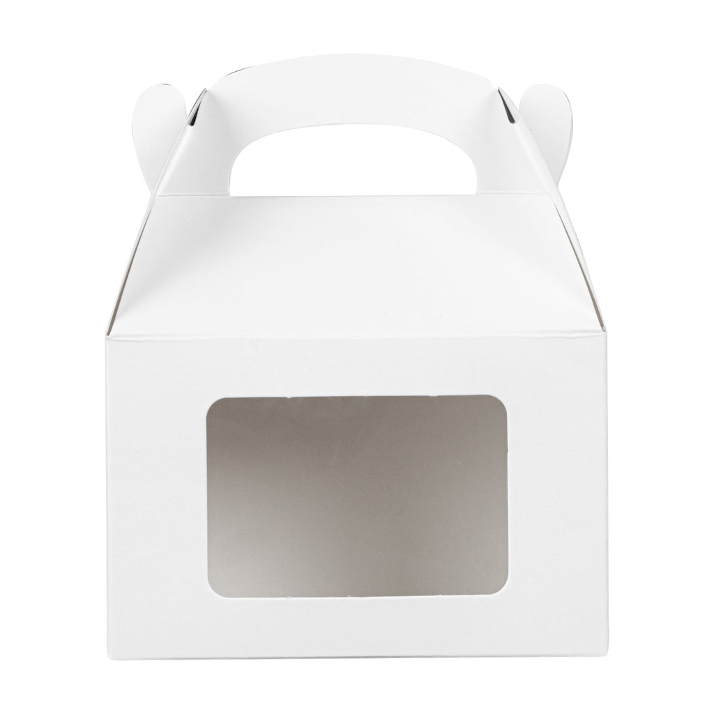 Bio Tek White Paper Gable Box / Take Out Container - Greaseproof, with Window - 4" x 2 1/2" x 2 1/2" - 100 count box