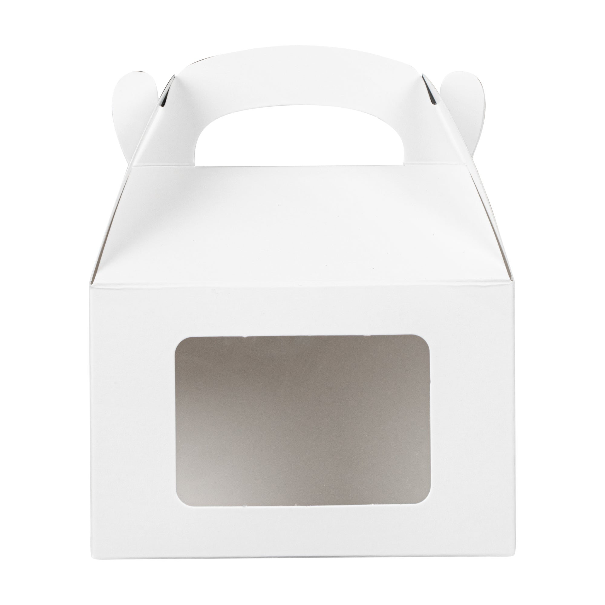 Bio Tek White Paper Gable Box / Take Out Container - Greaseproof, with Window - 4" x 2 1/2" x 2 1/2" - 100 count box
