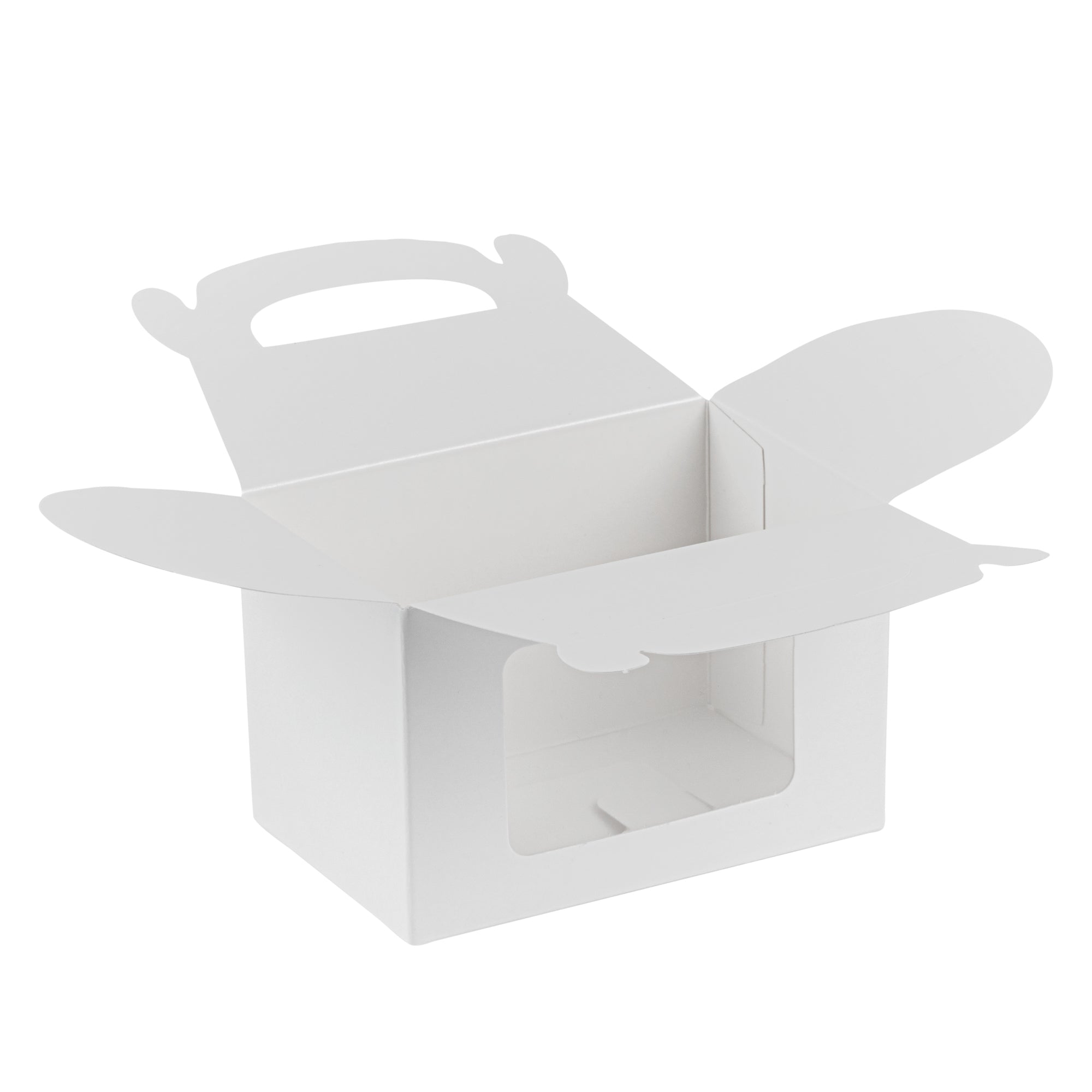 Bio Tek White Paper Gable Box / Take Out Container - Greaseproof, with Window - 4" x 2 1/2" x 2 1/2" - 100 count box