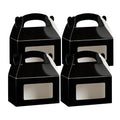 Bio Tek Black Paper Gable Box / Take Out Container - Greaseproof, with Window - 6" x 3 1/2" x 3 1/2" - 100 count box