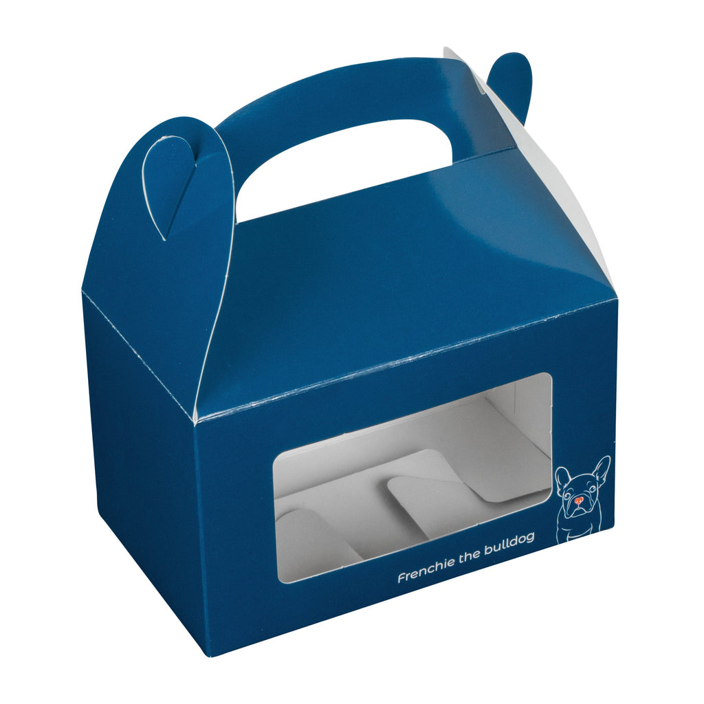 Bio Tek Frenchie Paper Gable Box / Take Out Container - with Window - 6" x 3 1/2" x 3 1/2" - 100 count box