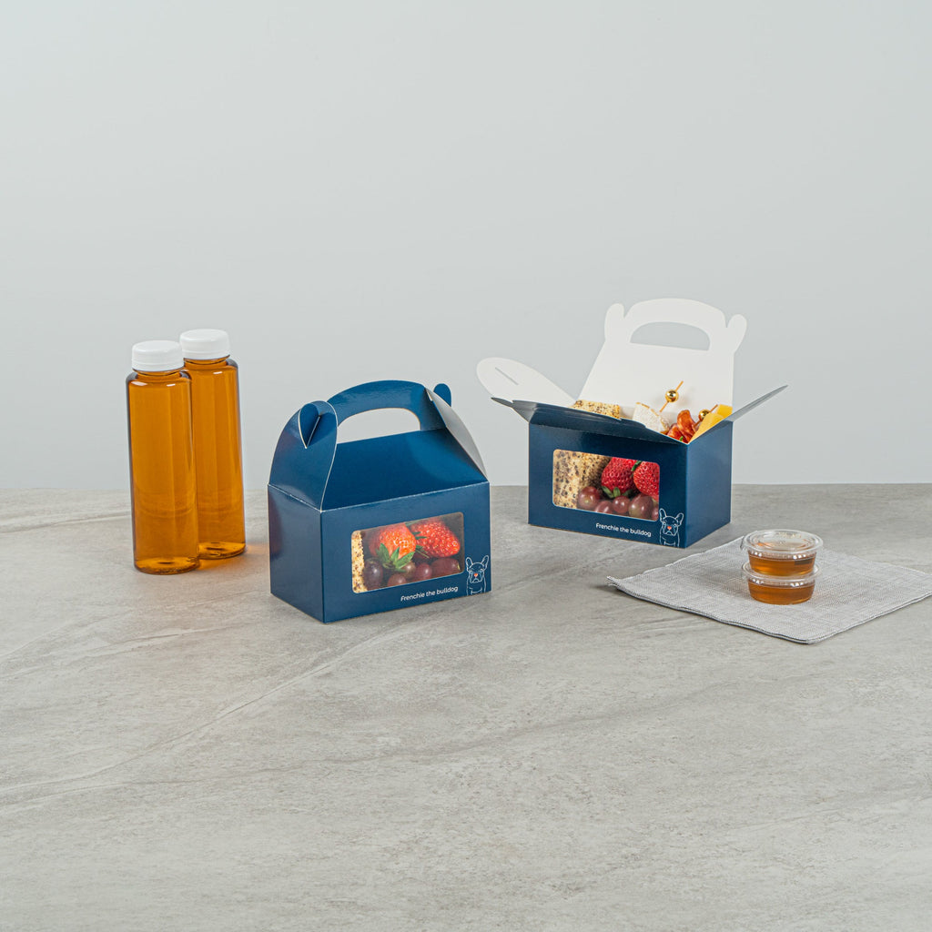 Bio Tek Frenchie Paper Gable Box / Take Out Container - with Window - 6" x 3 1/2" x 3 1/2" - 100 count box
