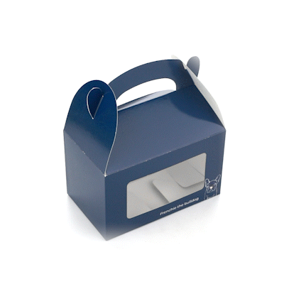 Bio Tek Frenchie Paper Gable Box / Take Out Container - with Window - 6" x 3 1/2" x 3 1/2" - 100 count box