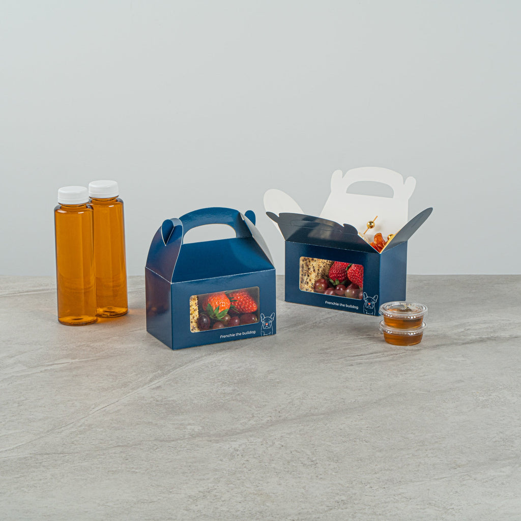 Bio Tek Frenchie Paper Gable Box / Take Out Container - with Window - 6" x 3 1/2" x 3 1/2" - 100 count box