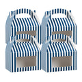 Bio Tek Blue & White Stripe Paper Gable Box / Take Out Container - with Window - 6" x 3 1/2" x 3 1/2" - 25 count box