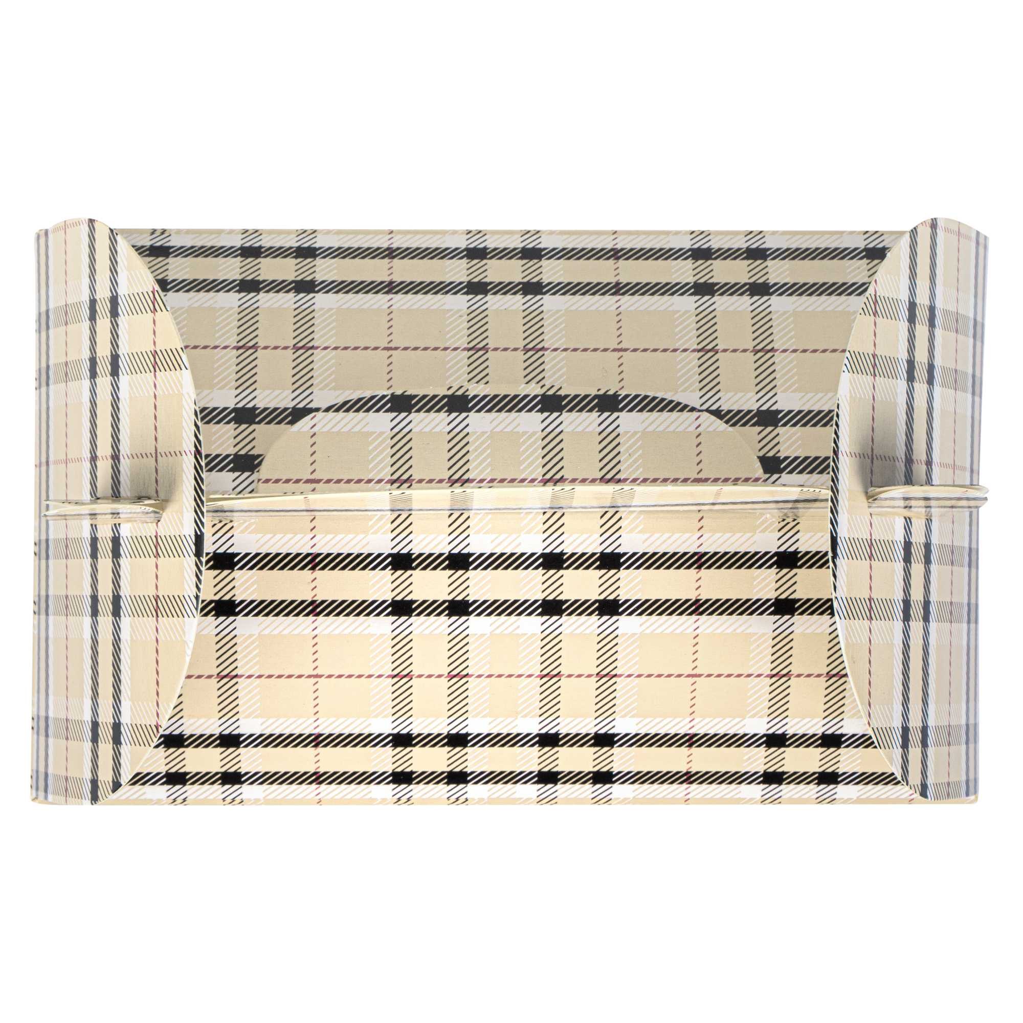 Bio Tek Plaid Paper Gable Box / Take Out Container - with Window - 6" x 3 1/2" x 3 1/2" - 25 count box