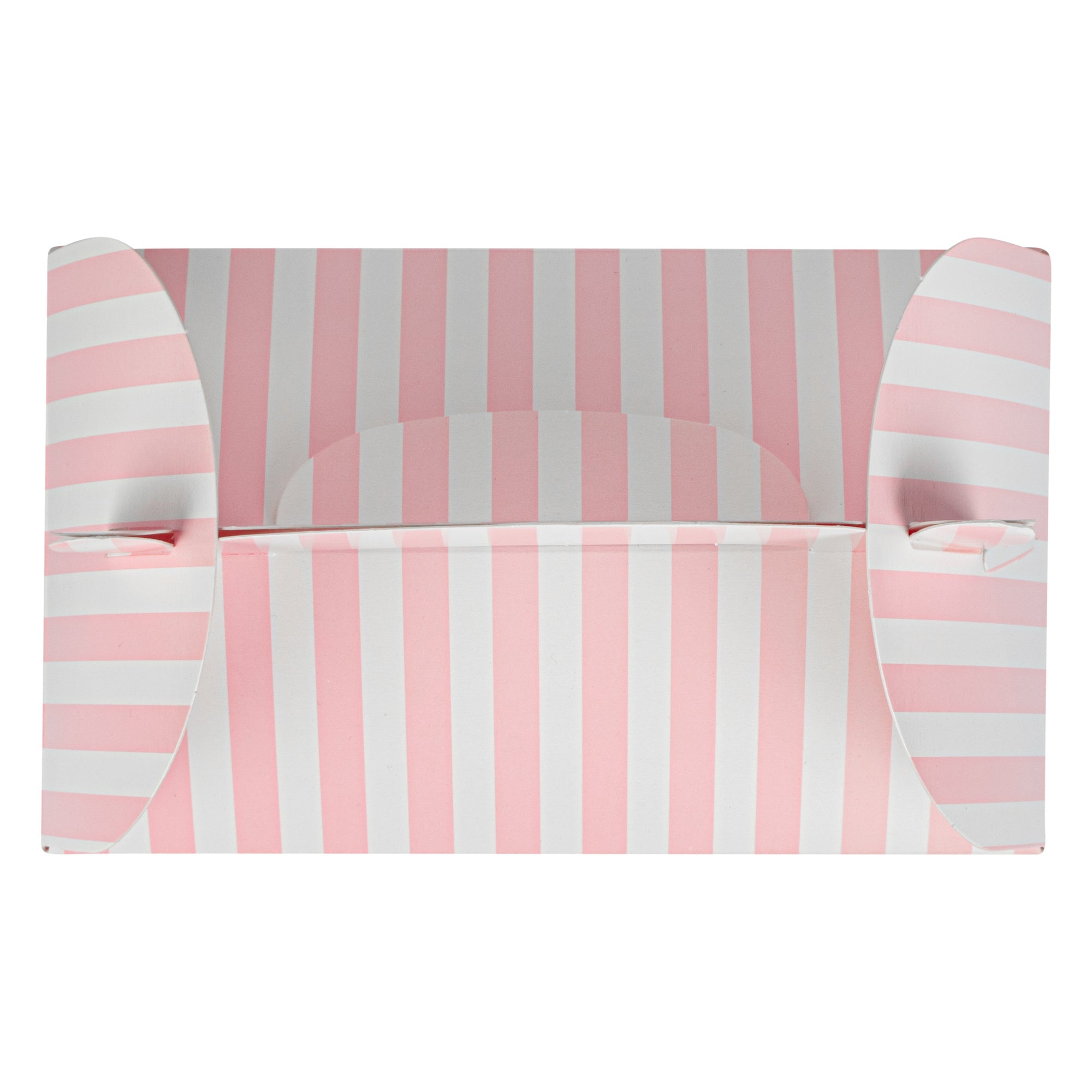 Bio Tek Pink and White Stripe Paper Gable Box / Take Out Container - with Window - 6" x 3 1/2" x 3 1/2" - 100 count box