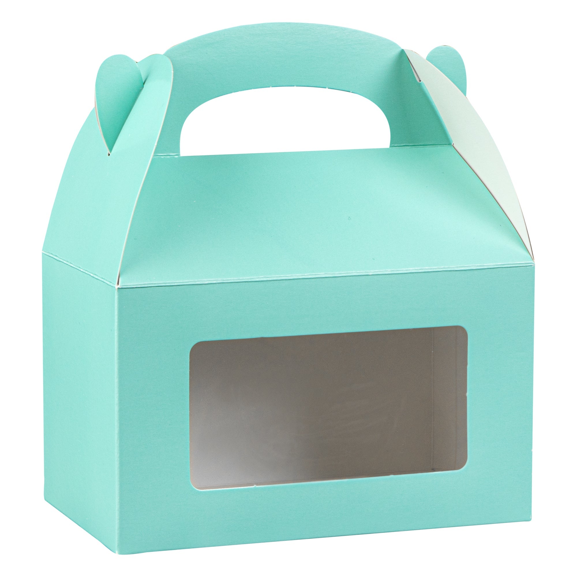 Bio Tek Turquoise Paper Gable Box / Take Out Container - with Window - 6" x 3 1/2" x 3 1/2" - 100 count box