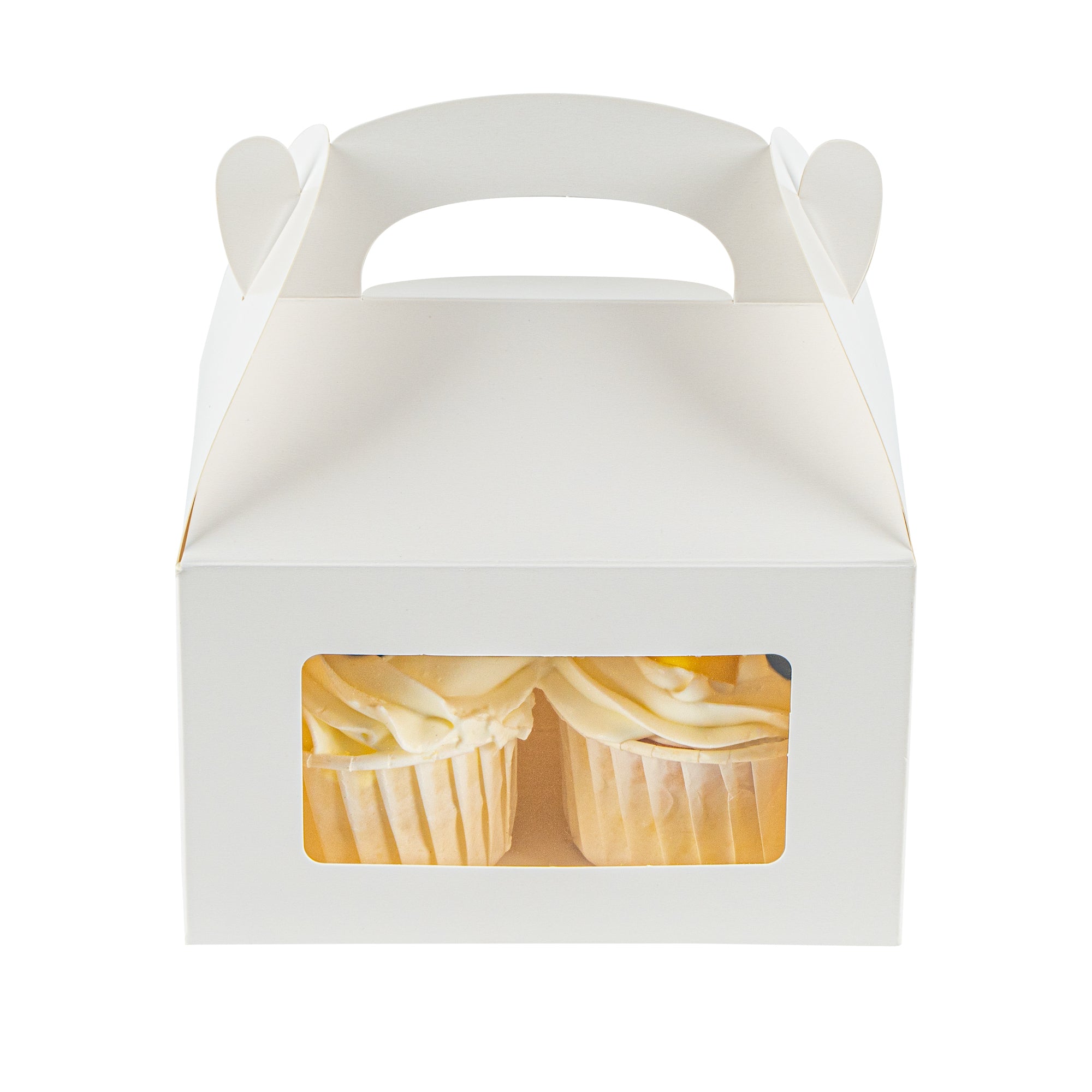 Bio Tek White Paper Gable Box / Take Out Container - Greaseproof, with Window - 6" x 3 1/2" x 3 1/2" - 100 count box
