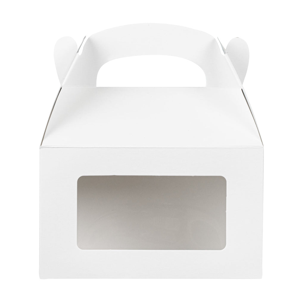Bio Tek White Paper Gable Box / Take Out Container - Greaseproof, with Window - 6" x 3 1/2" x 3 1/2" - 100 count box