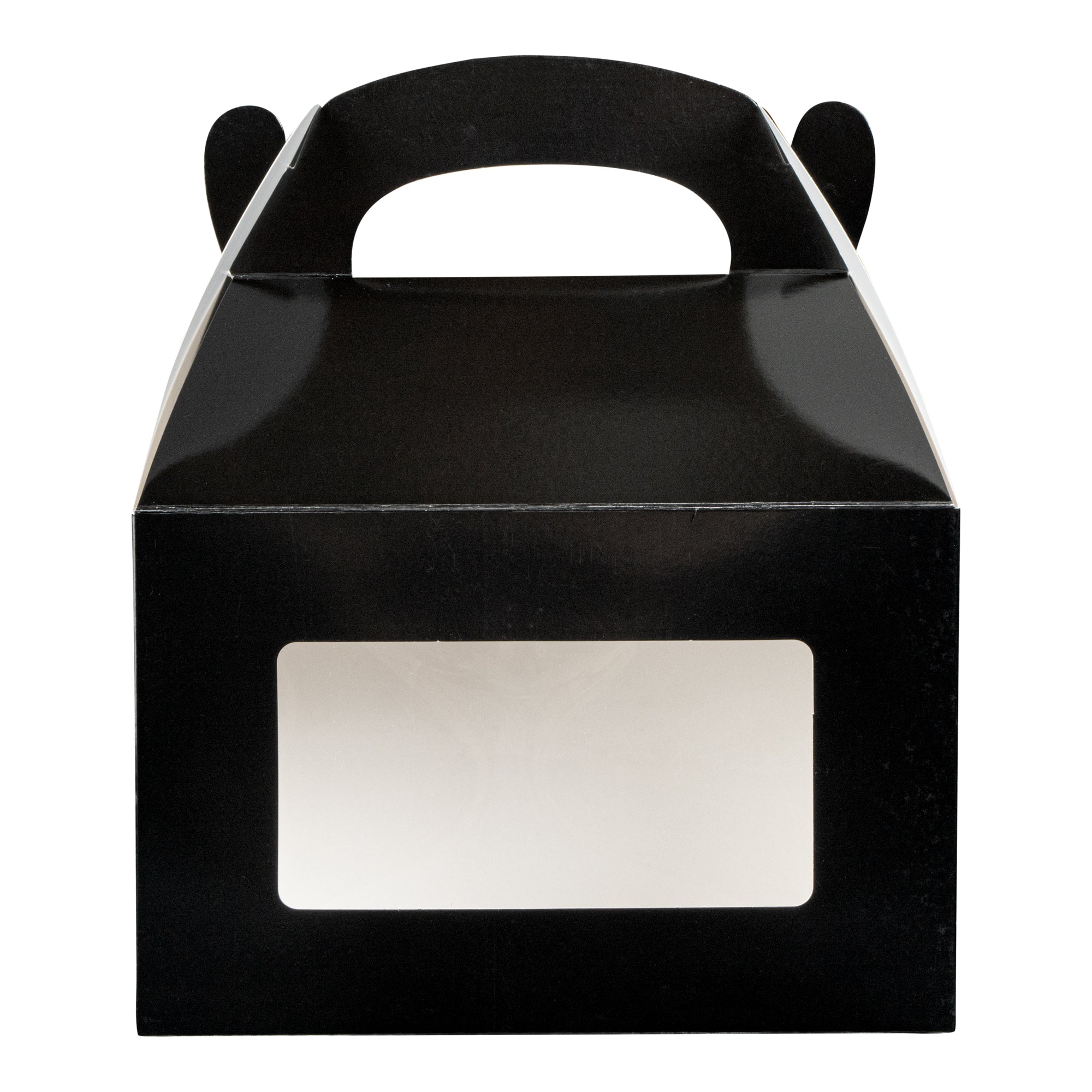 Bio Tek Black Paper Gable Box / Take Out Container - Greaseproof, with Window - 8 1/2" x 4 3/4" x 5 1/2" - 25 count box