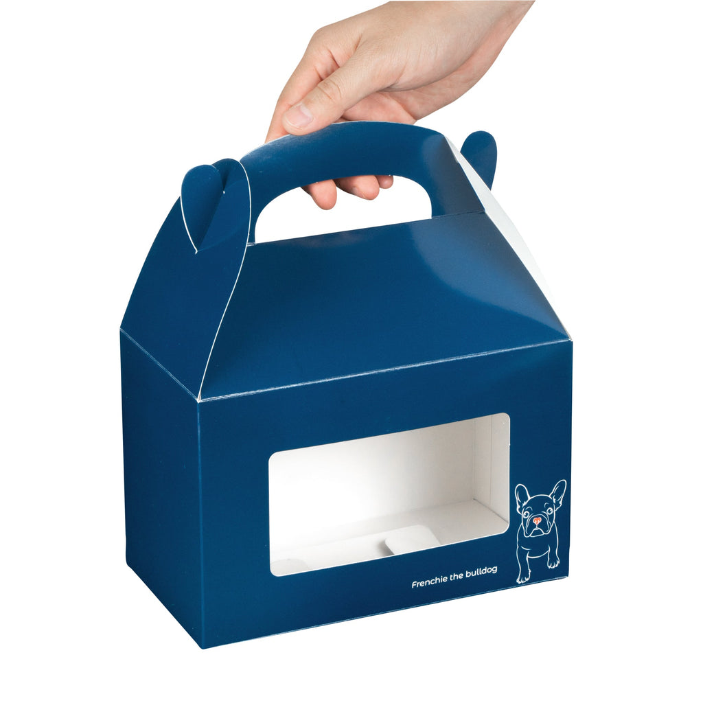 Bio Tek Frenchie Paper Gable Box / Take Out Container - with Window - 8 1/2" x 4 3/4" x 5 1/2" - 25 count box