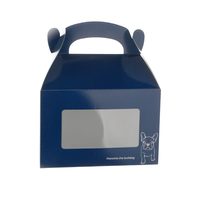 Bio Tek Frenchie Paper Gable Box / Take Out Container - with Window - 8 1/2" x 4 3/4" x 5 1/2" - 100 count box
