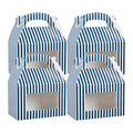 Bio Tek Blue and White Stripe Paper Gable Box / Take Out Container - with Window - 8 1/2" x 4 3/4" x 5 1/2" - 25 count box