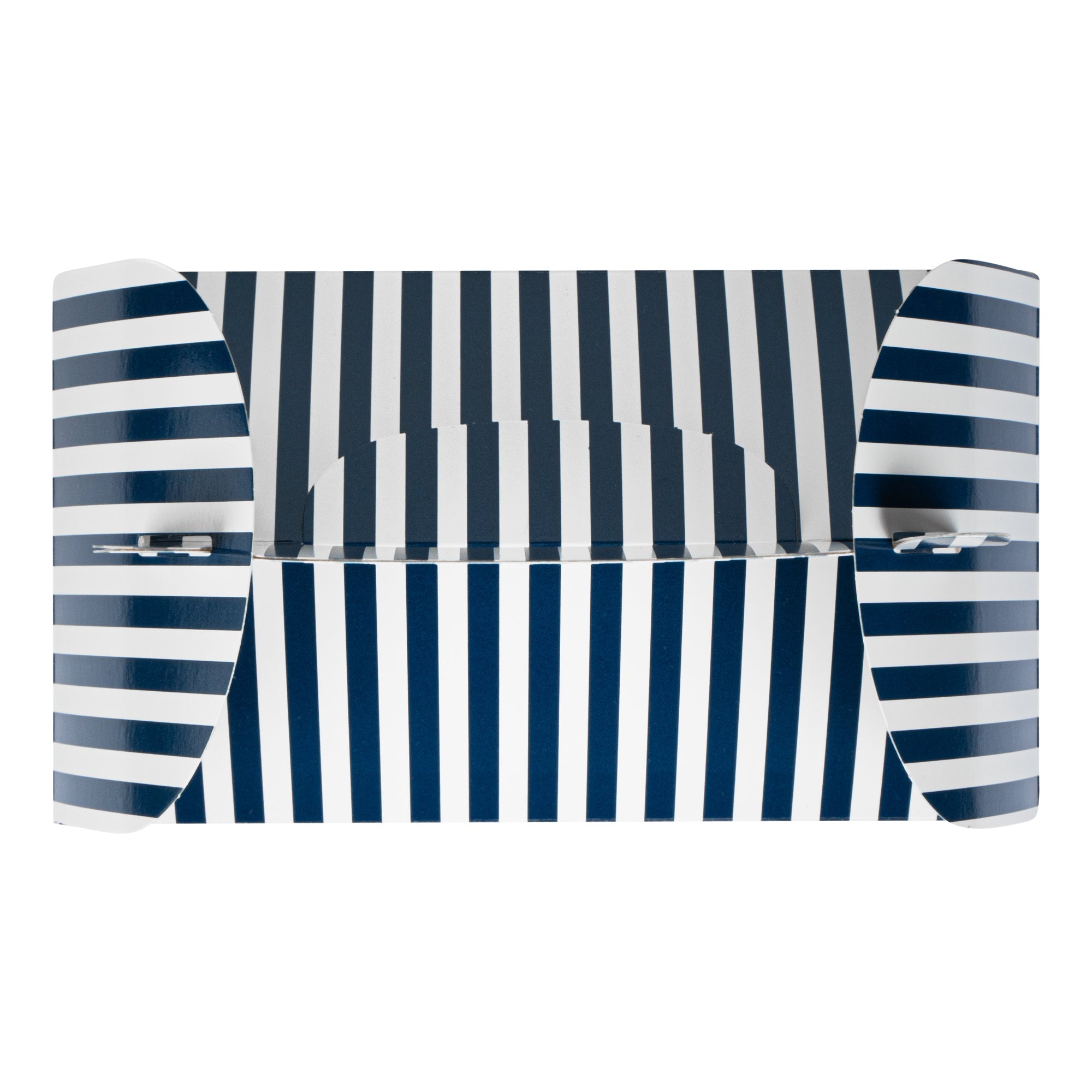 Bio Tek Blue and White Stripe Paper Gable Box / Take Out Container - with Window - 8 1/2" x 4 3/4" x 5 1/2" - 25 count box