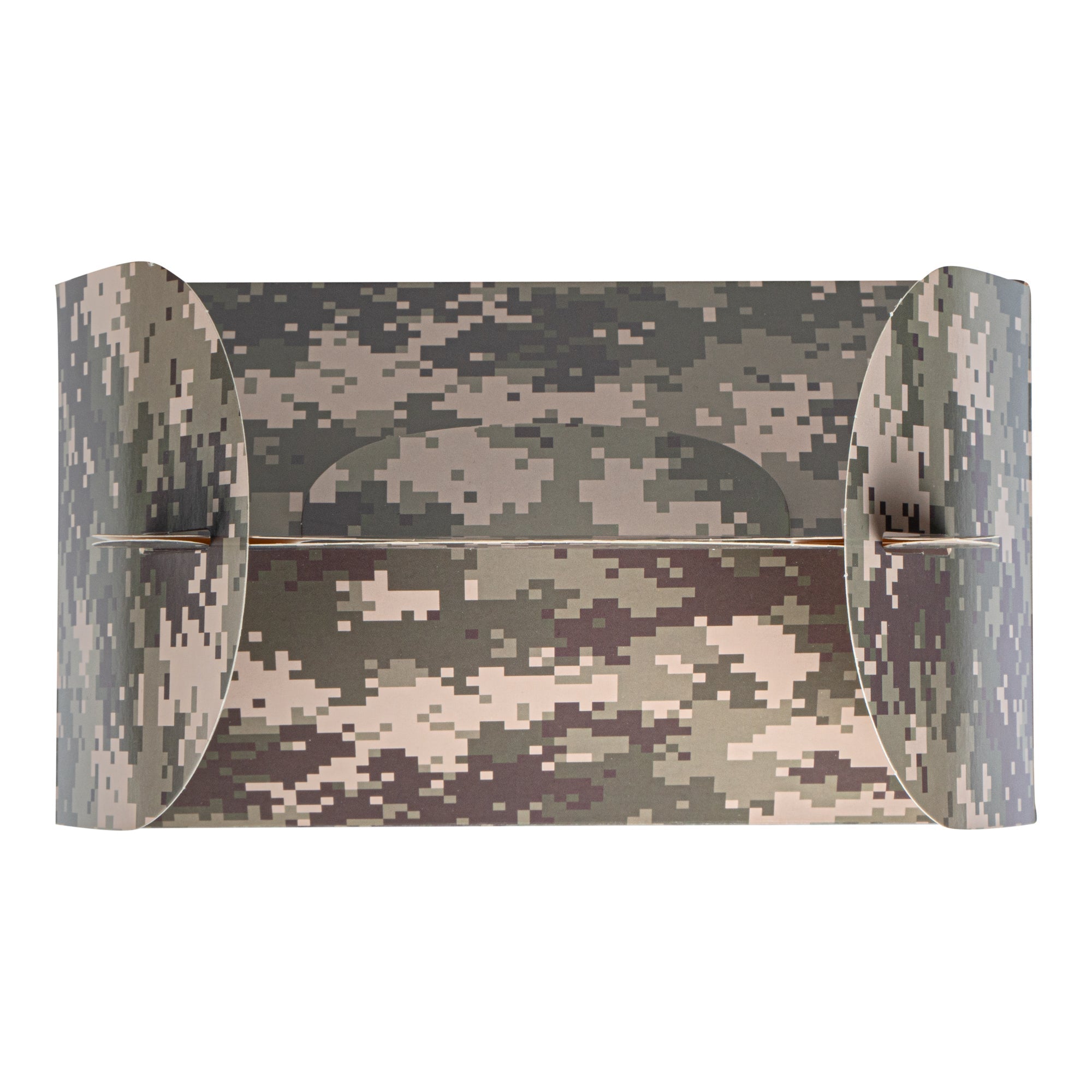 Bio Tek Camouflage Paper Gable Box / Take Out Container - with Window - 8 1/2" x 4 3/4" x 5 1/2" - 25 count box