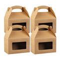 Bio Tek Kraft Paper Gable Box / Take Out Container - Greaseproof, with Window - 8 1/2" x 4 3/4" x 5 1/2" - 25 count box