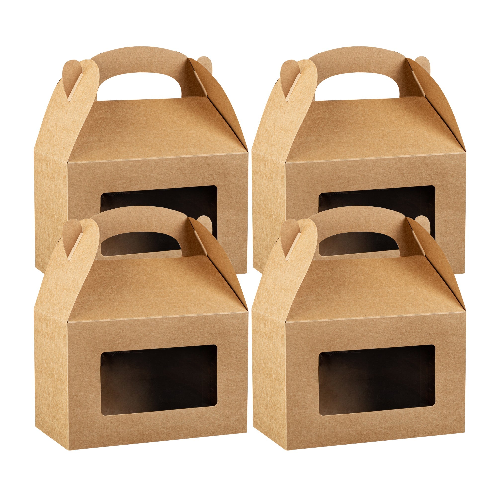 Bio Tek Kraft Paper Gable Box / Take Out Container - Greaseproof, with Window - 8 1/2" x 4 3/4" x 5 1/2" - 25 count box