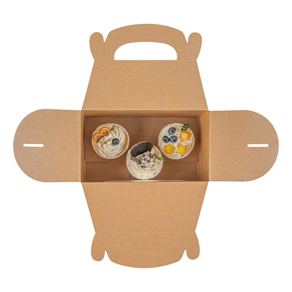 Bio Tek Kraft Paper Gable Box / Take Out Container - Greaseproof, with Window - 8 1/2" x 4 3/4" x 5 1/2" - 100 count box