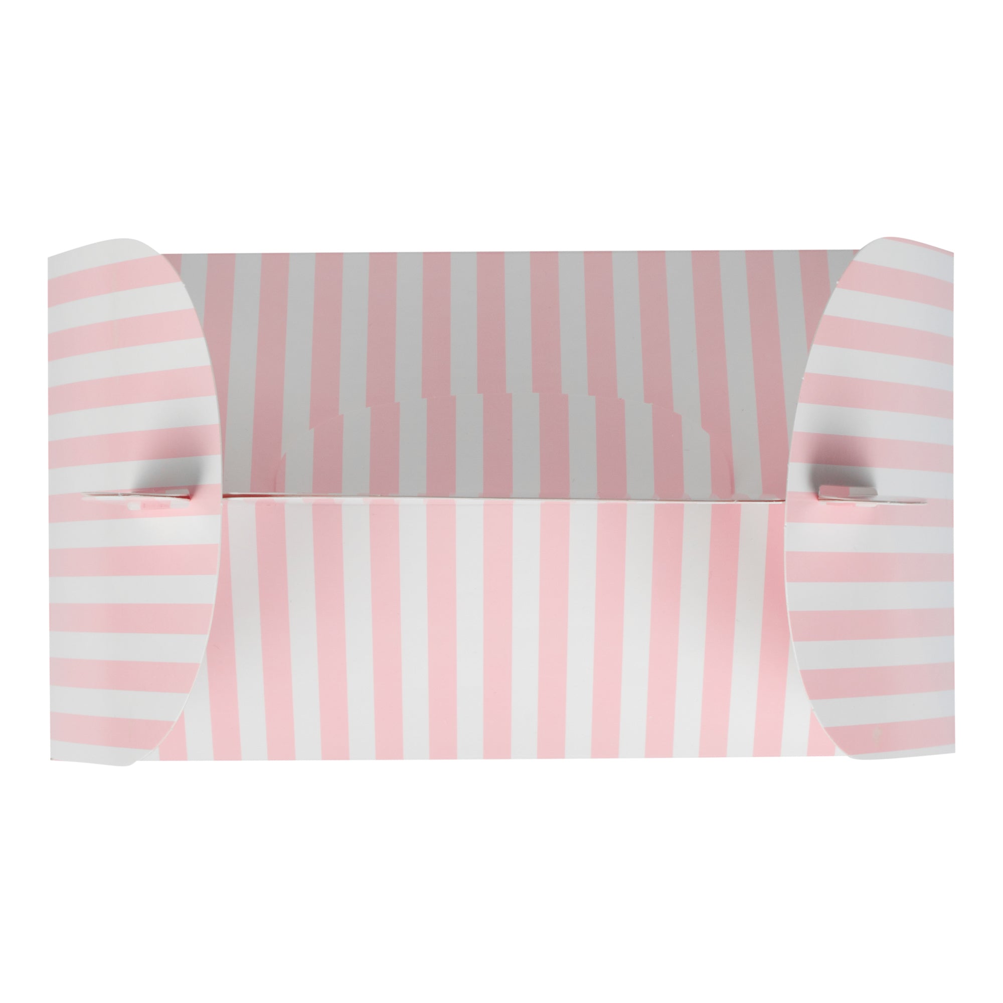 Bio Tek Pink and White Stripe Gable Box / Take Out Container - with Window - 8 1/2" x 4 3/4" x 5 1/2" - 25 count box